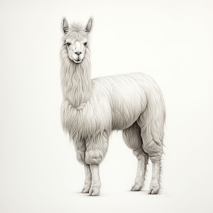 Llama Fine Line Portrait: Wildlife Animal Clip Art (Digital Download)