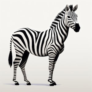 Zebra Full Body Black Line Clip Art Illustration, Printable wildlife animal decal for sticker, stencil, logo, tattoo, wall decor