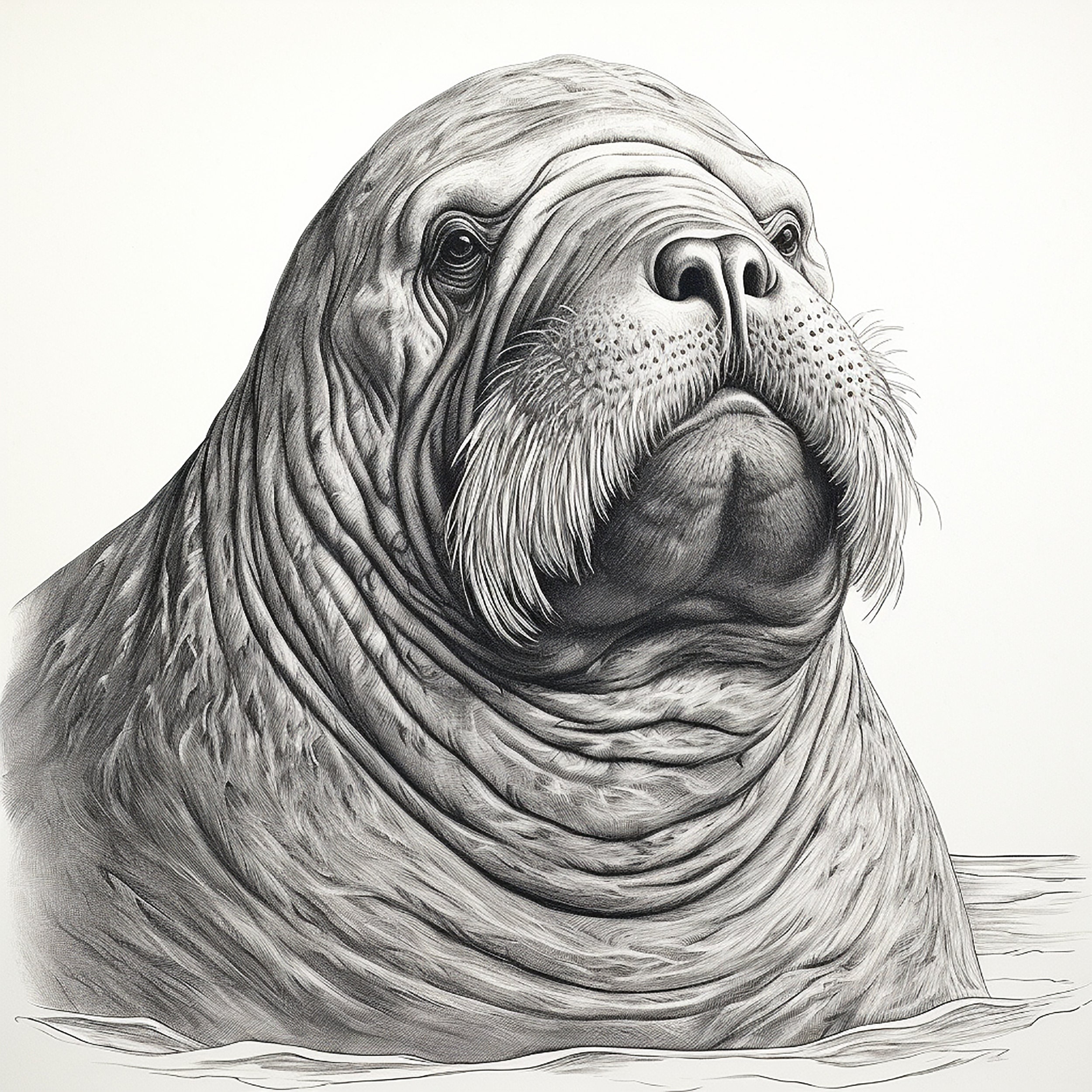 セイウチのリアルな肖像画：野生動物のイラスト（PNG、JPEG） - Etsy 日本