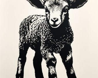 Lamb Black Line Stencil: Animal Clip Art for DIY Decor (Digital Download)