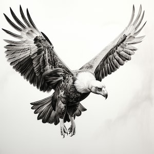 Vulture Fine Line Clip Art, Printable bird image for sticker, stencil, logo, tattoo, tshirt, coloring, cricut, woodburning, decor decal, diy