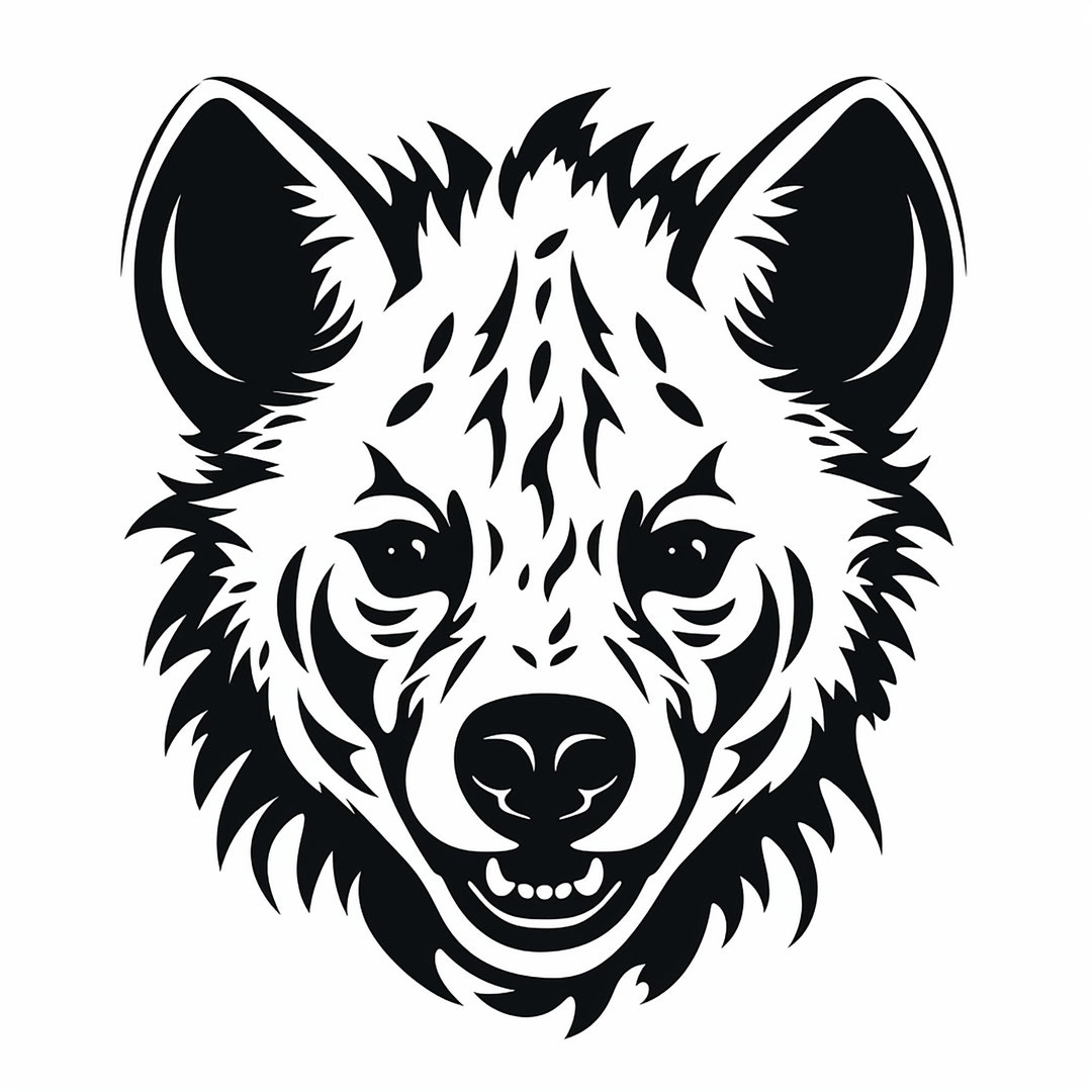 Hyena Black Line Clip Art Illustration, Abstract Wildlife Animal Design