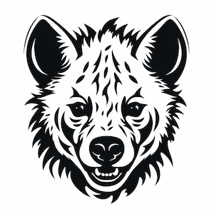 Arte lineal de hiena negra: Plantilla abstracta de vida silvestre, logotipo, calcomanía (descarga digital)