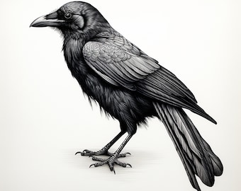 Crow Clip Art: Abstract Bird Design for Tattoo, Stencil (Digital Download)