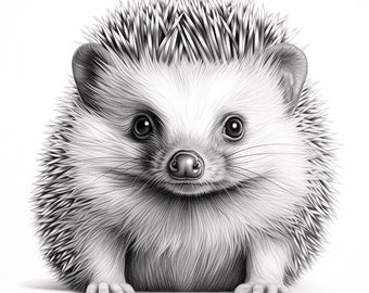 Igel Bleistift Zeichnung: Fine Line Portrait Zeichnung (Digitaler Download)