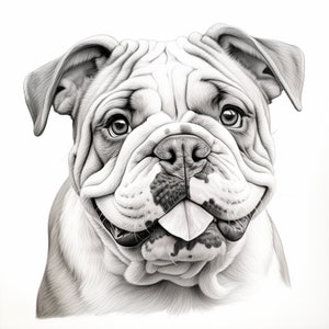 Bulldog Portrait Clip Art: Realistic Dog Tattoo, Sticker, Logo (Digital Download)
