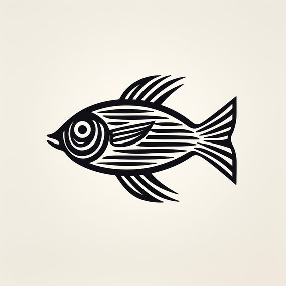 Minimalist Solid Black Line Fish Clip Art, Printable Simple Ocean Animal  Illustration for sticker, stencil, logo, tattoo, wall decor, DIY