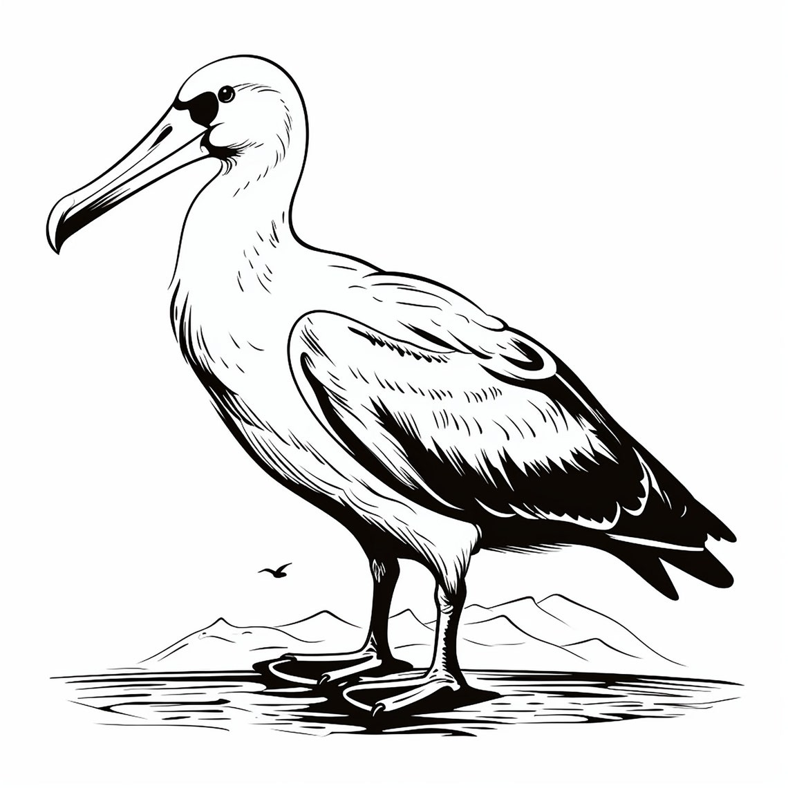 Albatross Bird Clip Art Illustration, Printable Wildlife Animal Decal ...