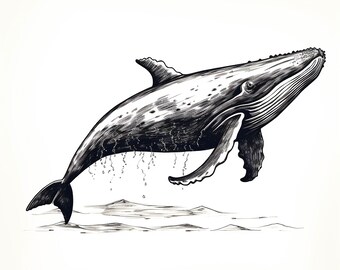 Humpback Whale Clip Art: Ocean Animal Image (PNG & JPEG)