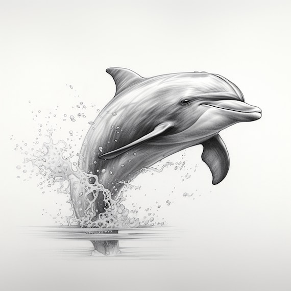 Nature - Drawing of dolphin with black and white body - CleanPNG / KissPNG