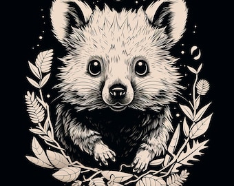 Abstract Quokka Clip Art, Cute quokka illustration, printable for coloring page, stencil, sticker, logo, tattoo