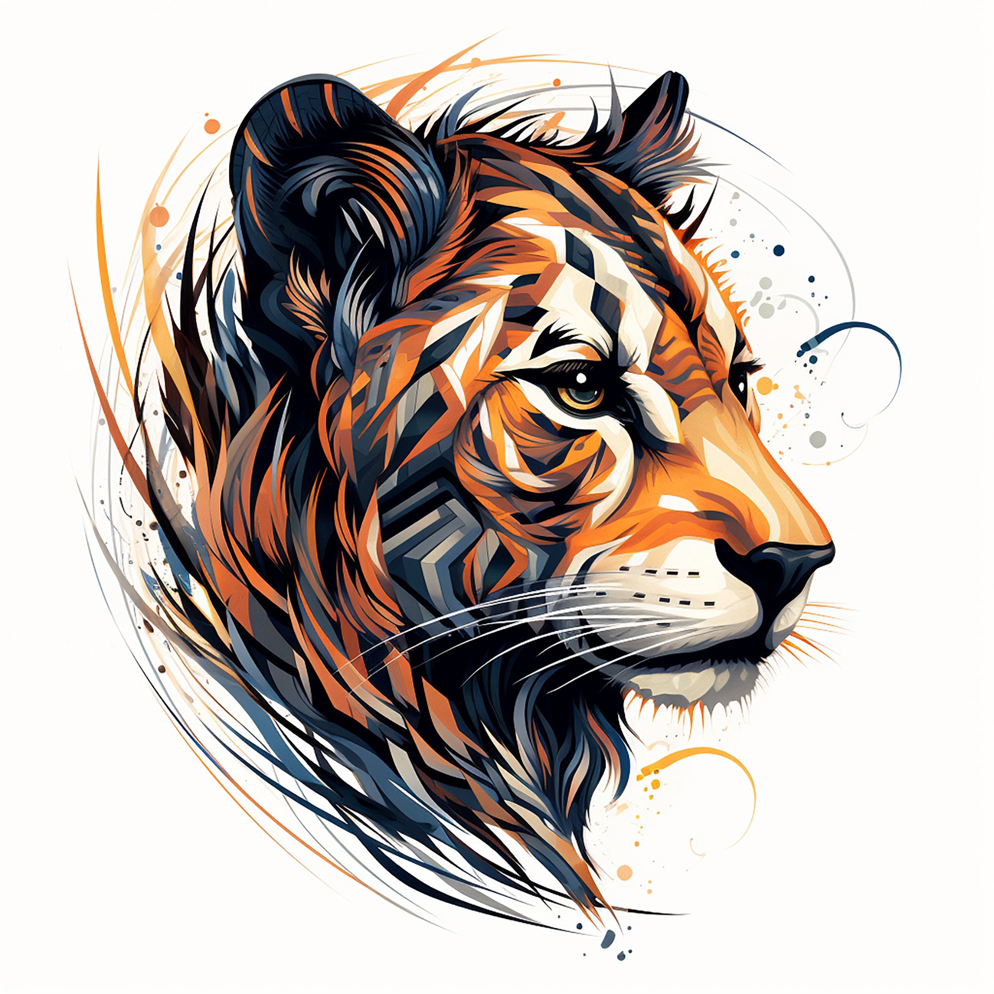 Big Cat Clip Art Illustration Printable Wildlife Animal - Etsy