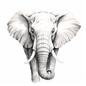 Elephant Clip Art, Printable wildlife animal illustration for diy crafts, logo, tattoo, coloring page, woodburning, cricut, embroidery