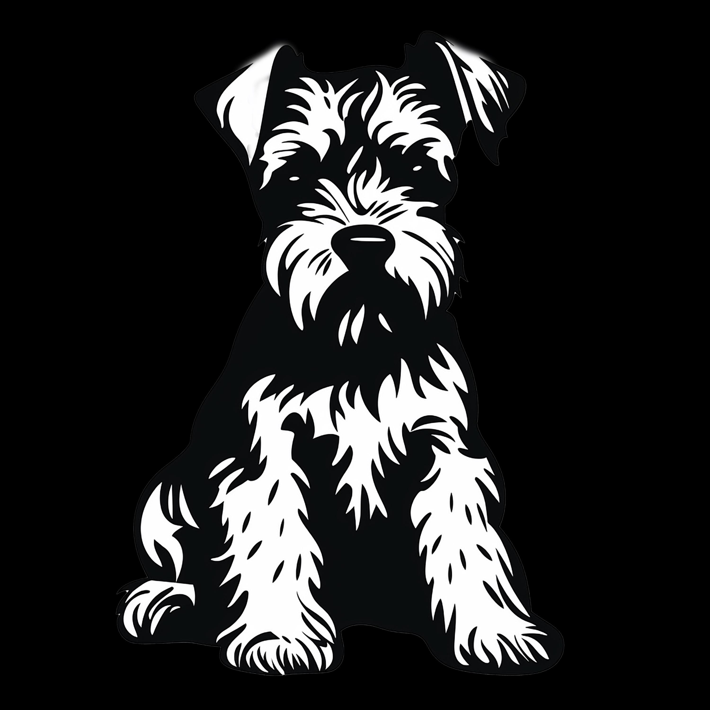 ミニシュナウザーの黒い線画：ステンシル、クリカット、ロゴ（SVG、PNG