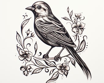 Sparrow Clip Art: Bird Stencil, Logo, Tattoo (Digital Download)