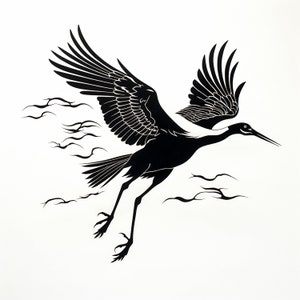 日本の鶴の SVG、鶴の鳥のベクター、鶴の鳥のクリップアート、日本の鳥