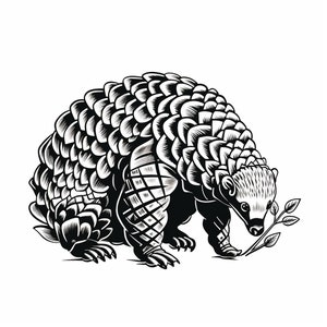 Pangolin Abstract Clip Art Illustration, Printable geometric wildlife animal design, stencil sticker logo tattoo