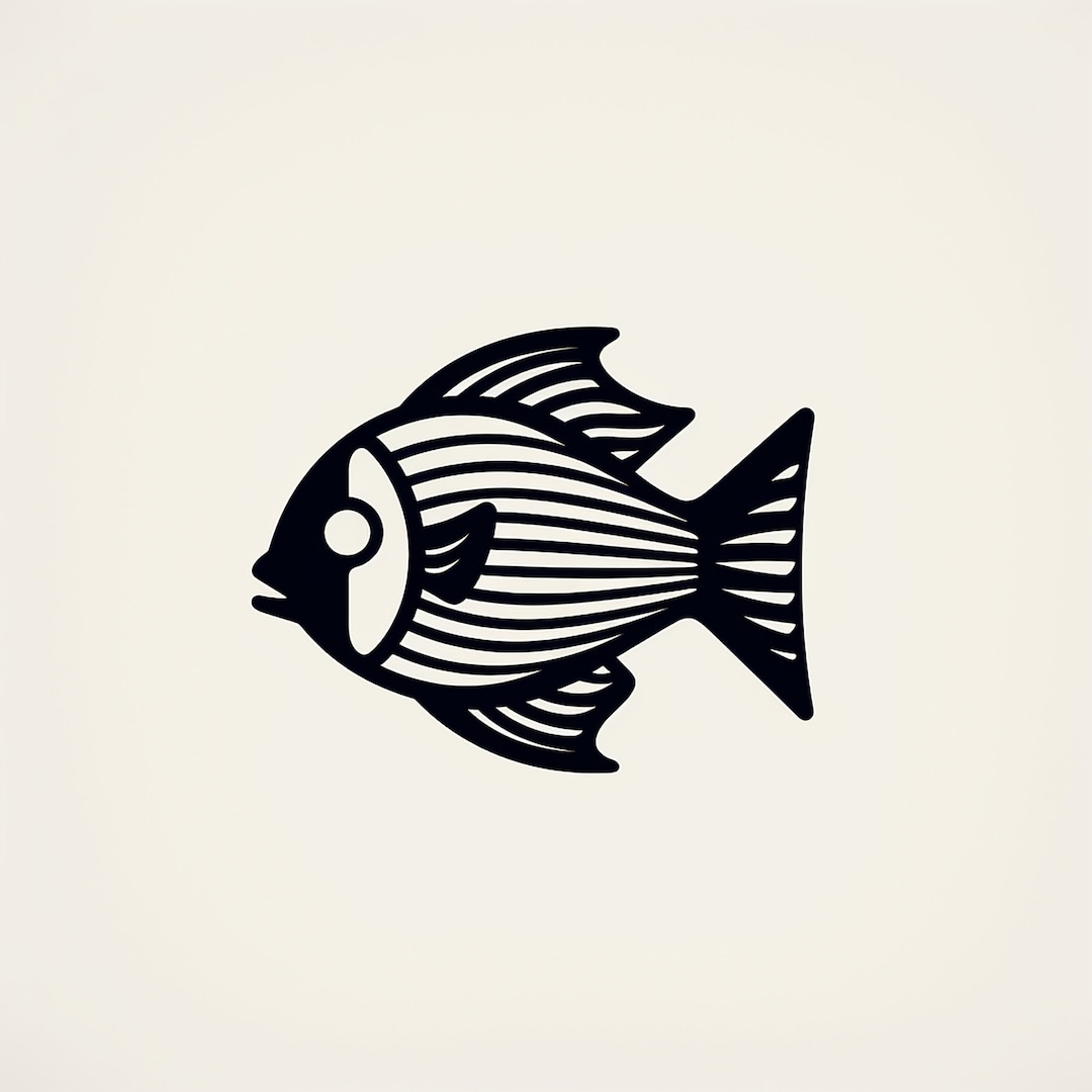 Minimalist Fish Line Art: Printable Stencil, Logo, Tattoo (digital ...