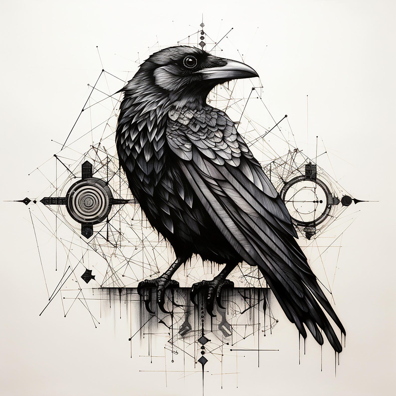 Abstract Crow Clip Art: Wildlife Bird Stencil, Logo (digital Download ...