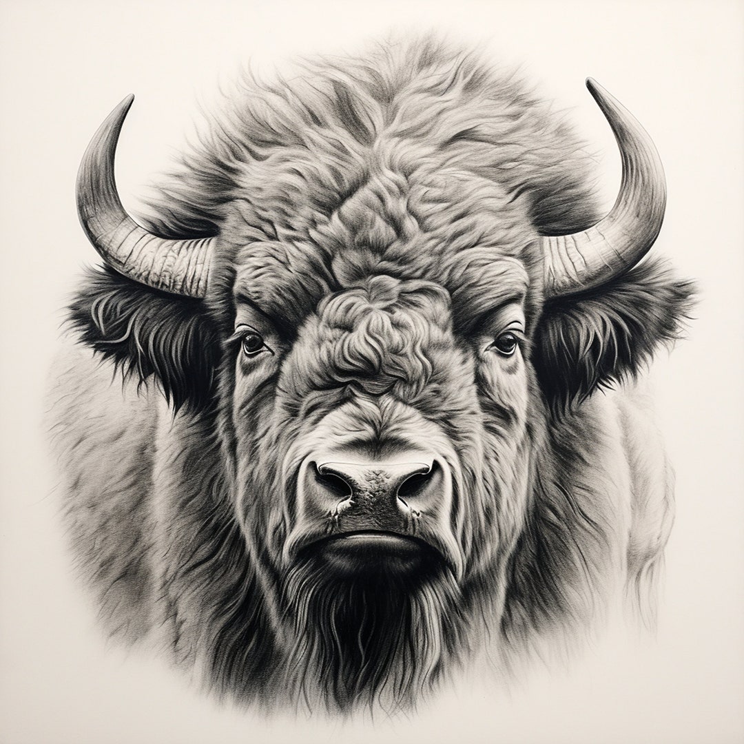 Bison Clip Art, Printable Realistic Wildlife Animal Decal for Coloring ...
