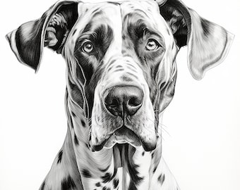 Dane Portrait, Dog Illustration Art, Cricut DIY (Digital Download)