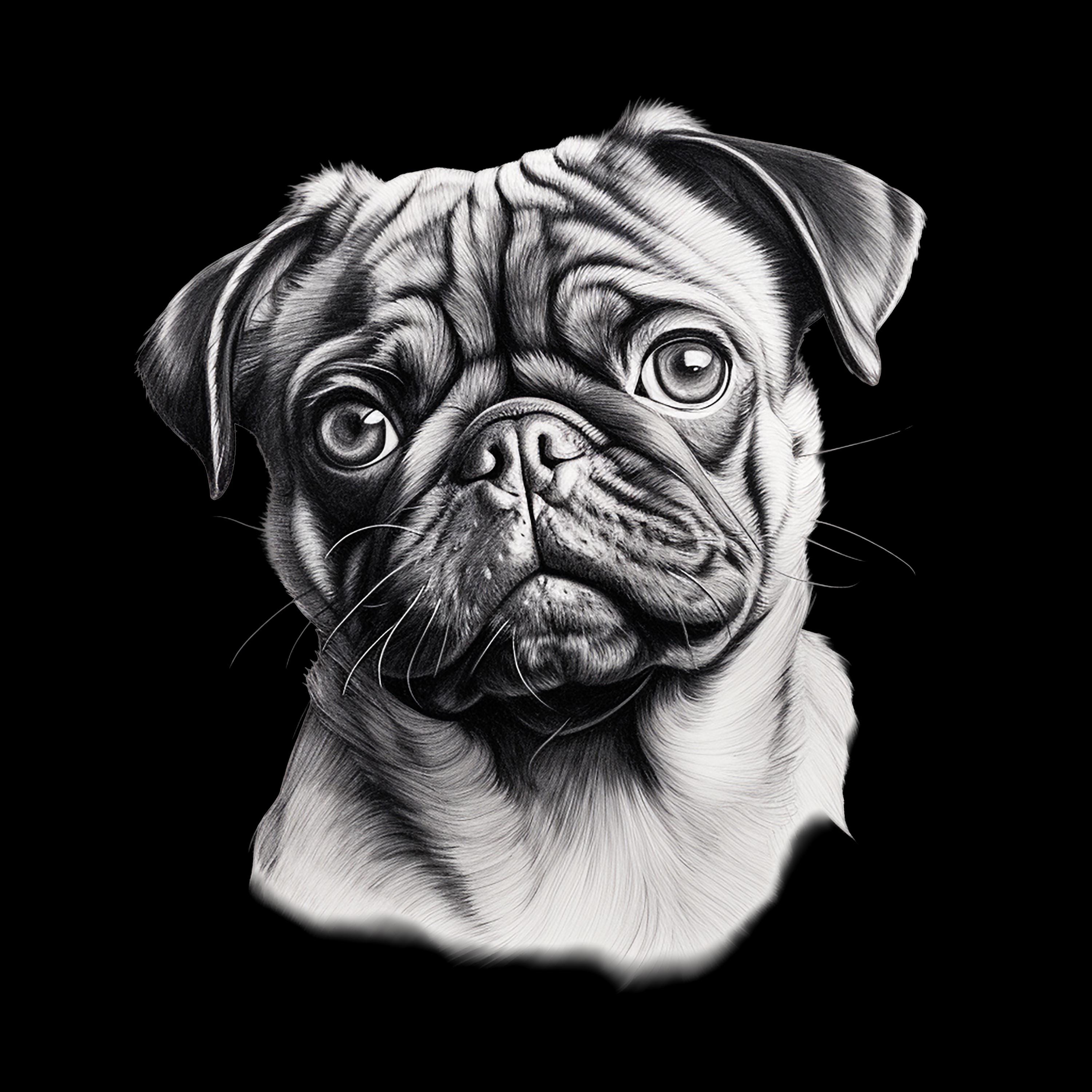 パグの肖像画イラスト：細線犬アート（デジタルダウンロード） - Etsy 日本