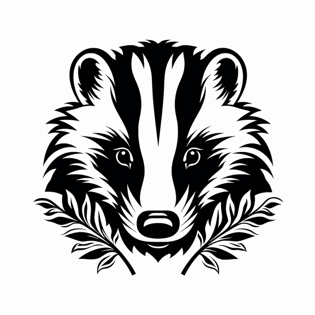badger-black-line-clip-art-illustration-printable-wildlife-animal-sticker-tattoo-stencil-wall-decor-etsy