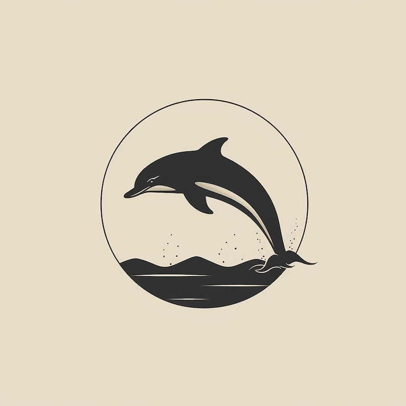 Dolphin Clip Art, Printable Ocean Animal Decal for Sticker, Stencil