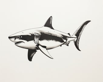 Great White Shark Clip Art, Printable Vector Decal (Digital Download)