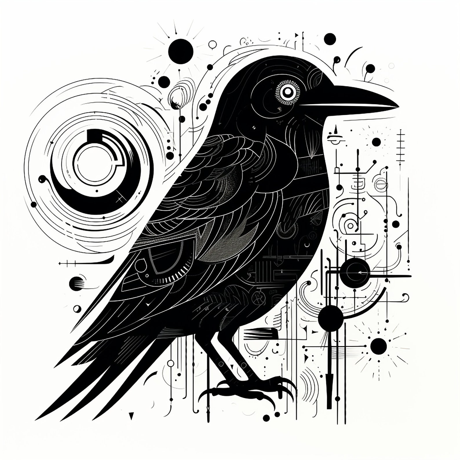 Abstract Crow Clip Art, Stencil, Logo Design (digital Download ...