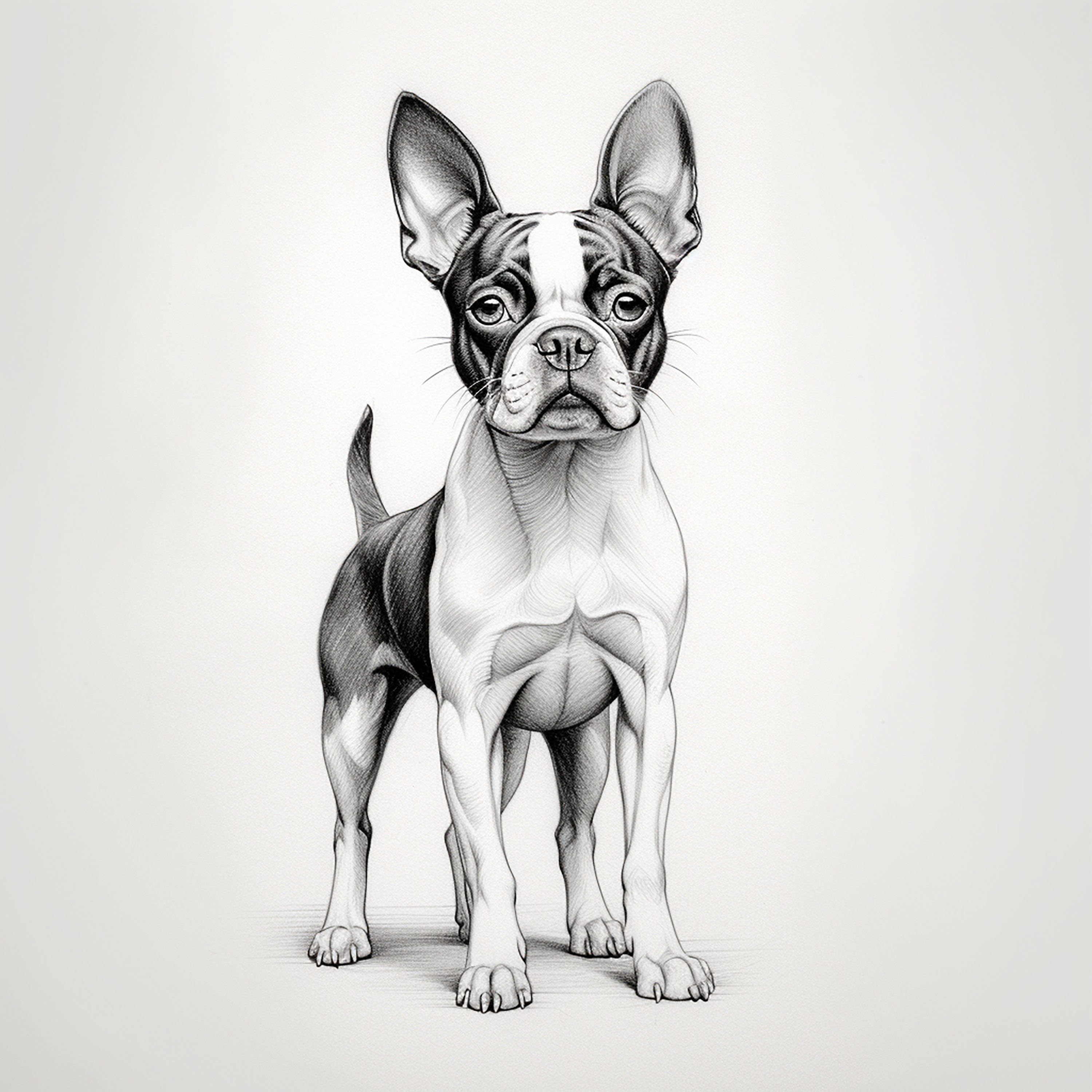 Boston Terrier Printable Clip Art, Commercial Dog Pet Portrait for ...