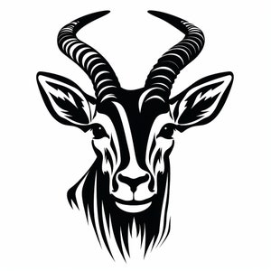 Impala Black Line Clip Art Illustration, Printable wildlife animal sticker, stencil, logo, tattoo, wall decor
