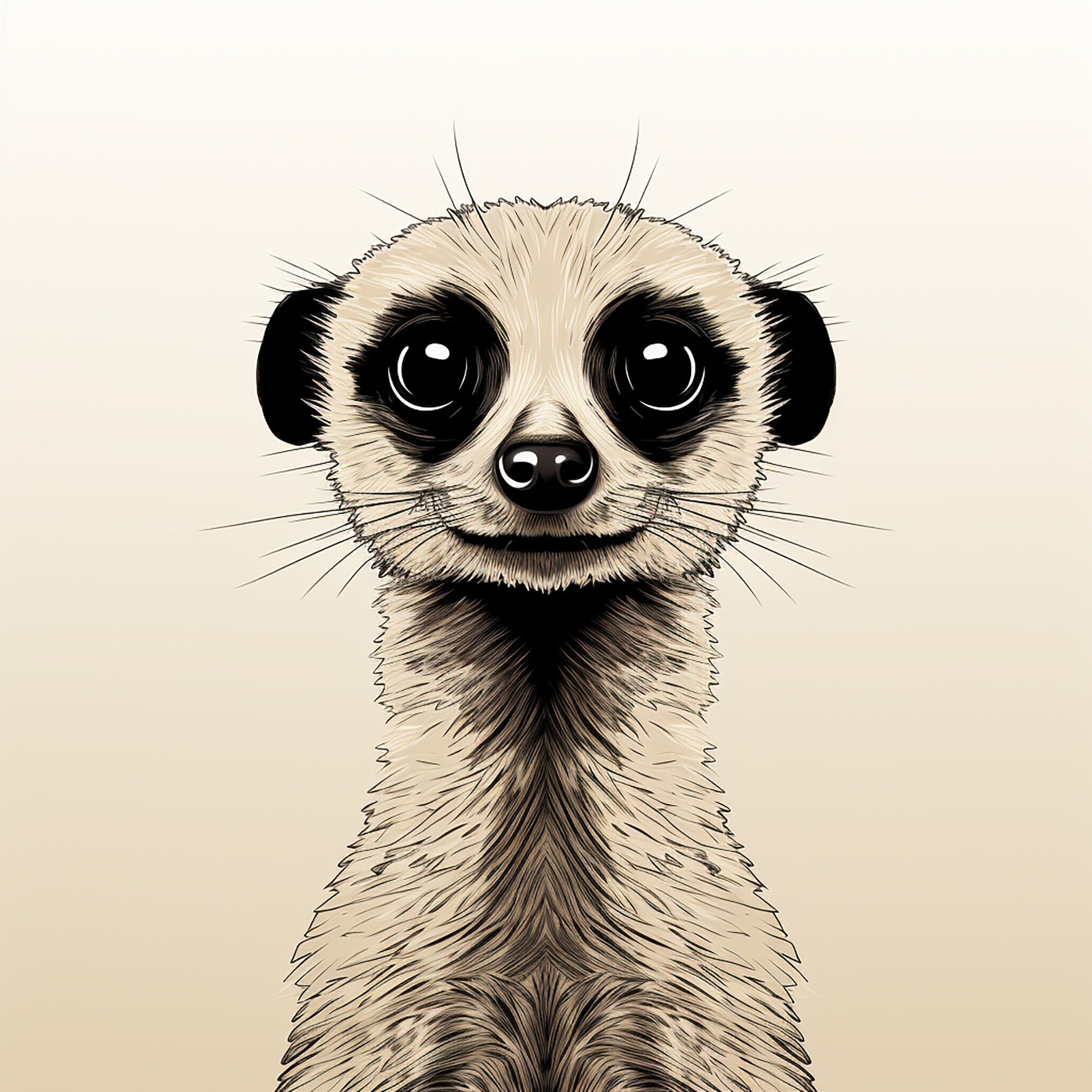 ミーアキャットの線画イラスト：ミニマリスト野生動物画像（PNG、JPEG