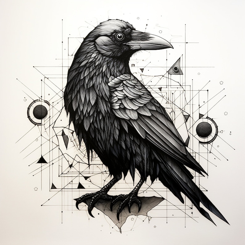 Abstract Raven Clip Art, Geometric Crow Design (digital Download) - Etsy