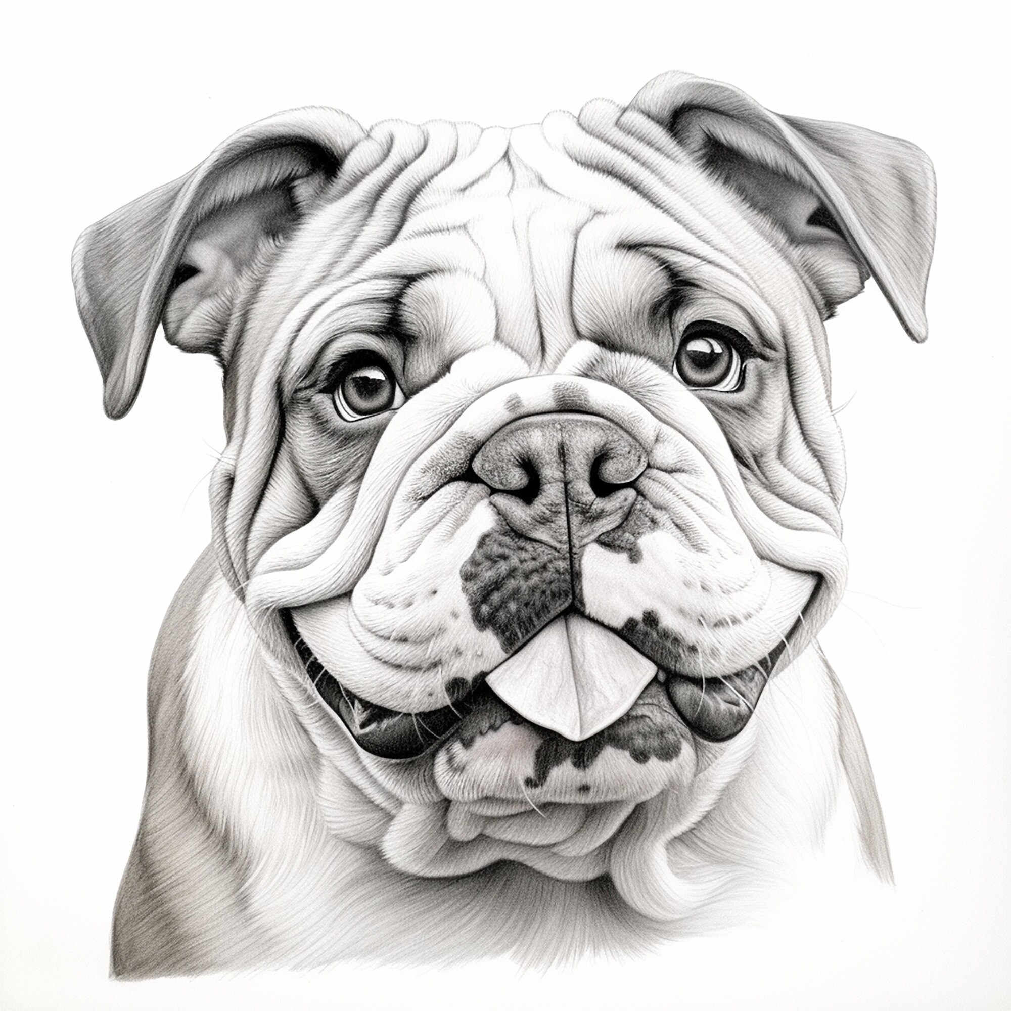 Bulldog Fine Line Pet Portrait, Printable Dog Illustration for Sticker ...