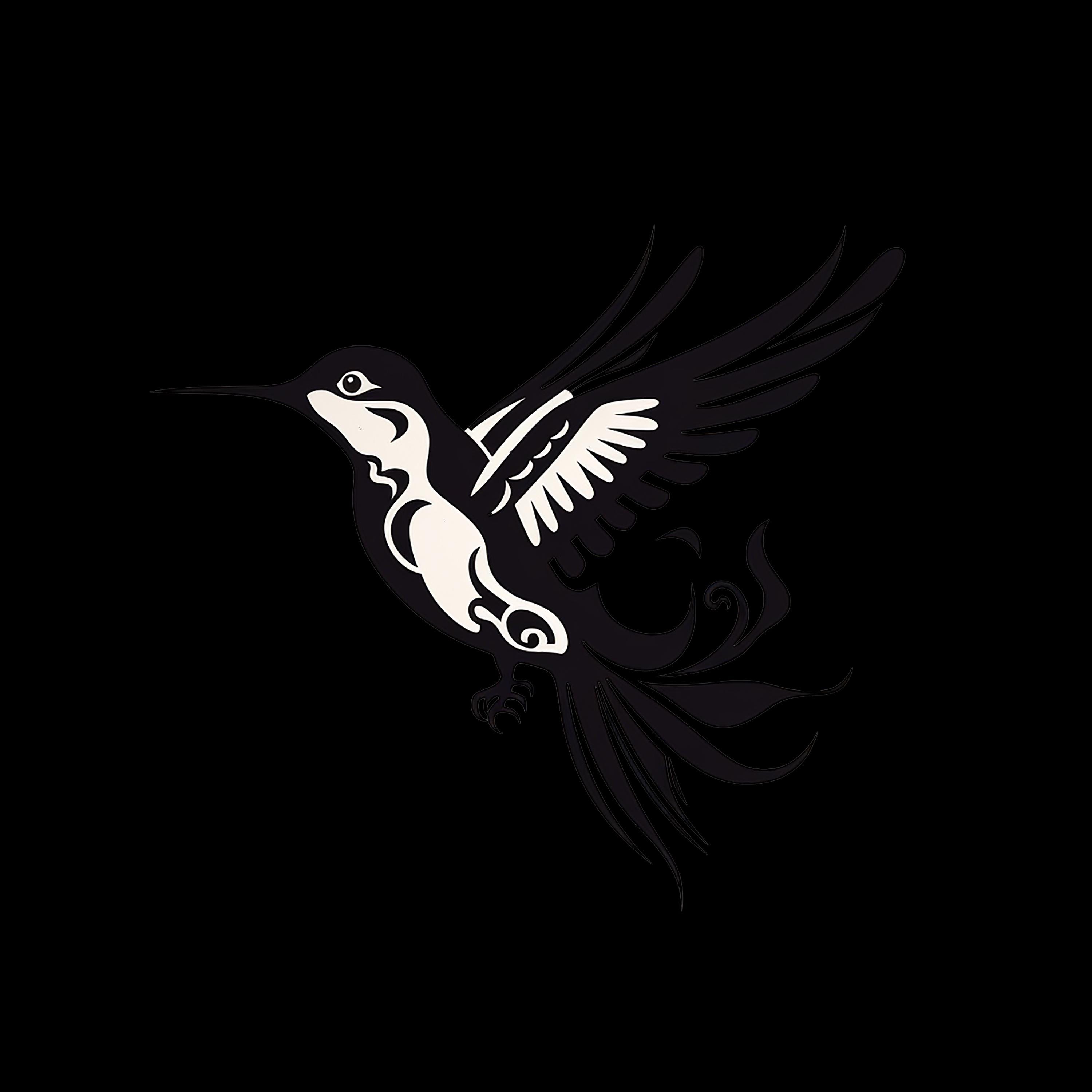 Hummingbird Black Line Art: Wildlife Illustration, Logo Design