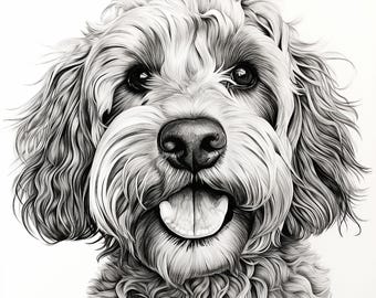 Labradoodle Portrait Clip Art: Dog Illustration (PNG, JPEG)