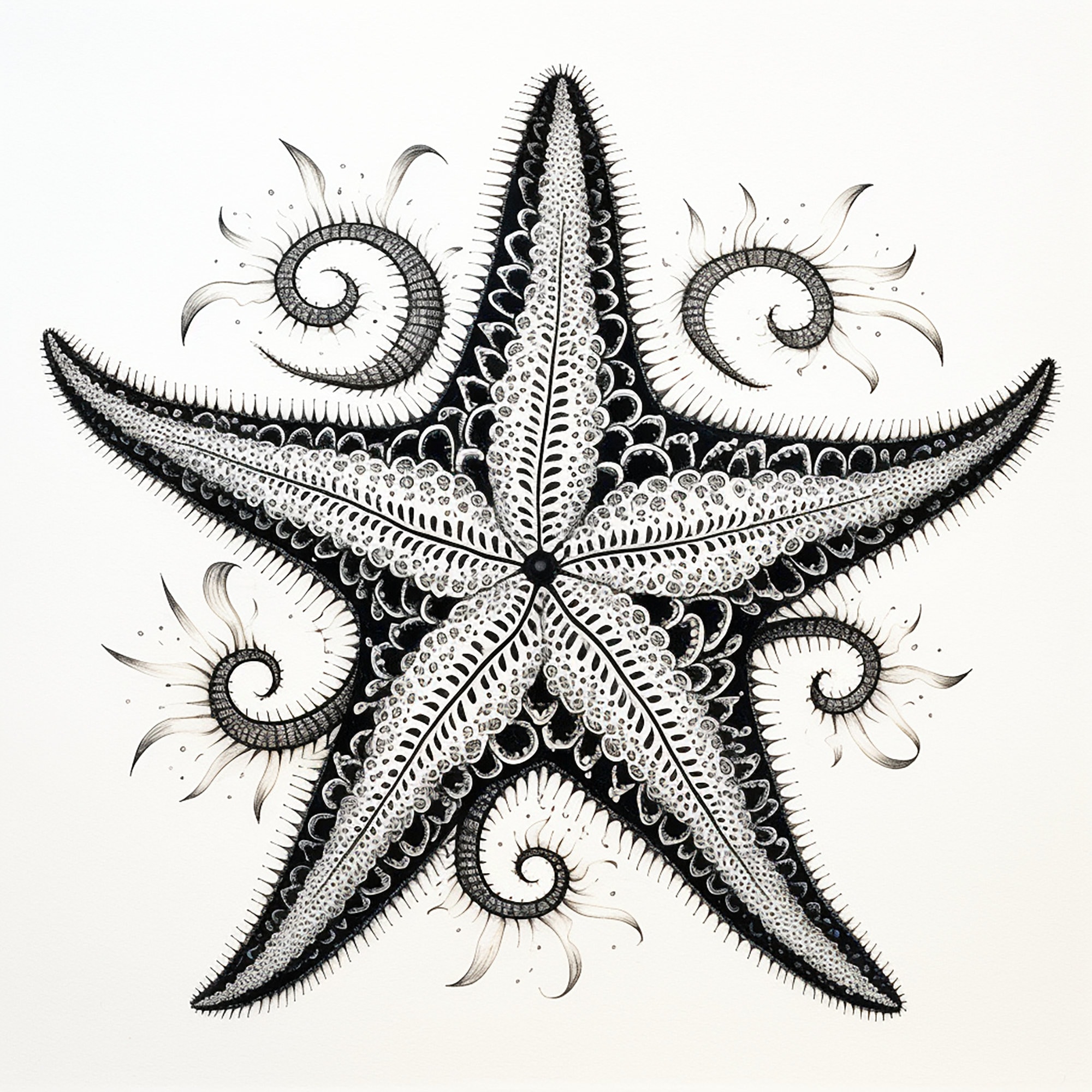 Abstract Starfish Clip Art Illustration, Printable Ocean Animal ...