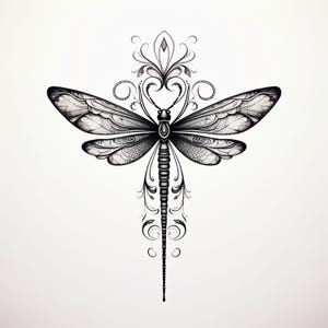 Ornate Dragonfly Clip Art: Stencil, Tattoo, Cricut (Digital Download)