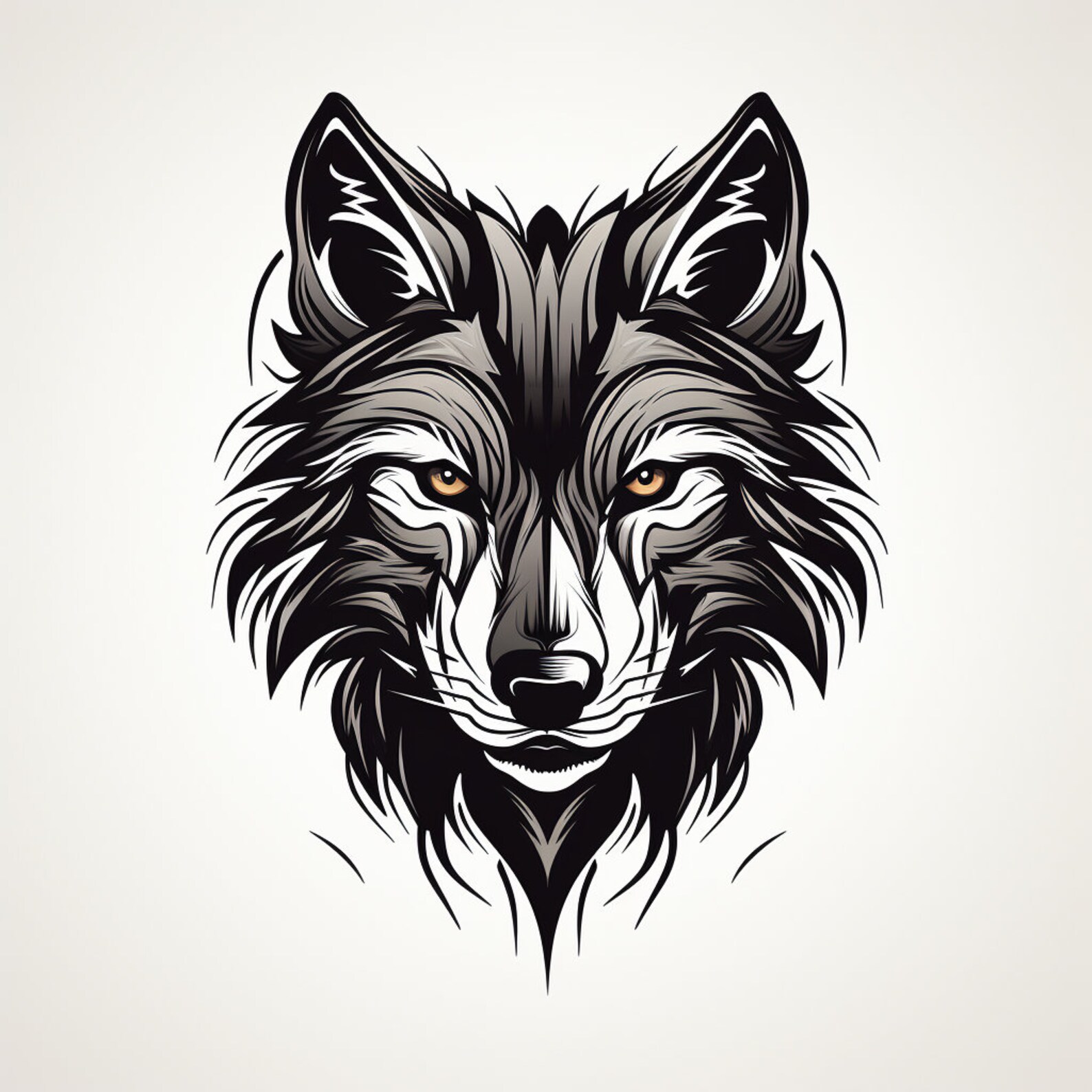 Wolf Cartoon Clip Art Illustration Wildlife Animal Decal Etsy