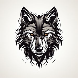 Wolf Cartoon Clip Art Illustration, Wildlife Animal decal, sticker, logo, tattoo