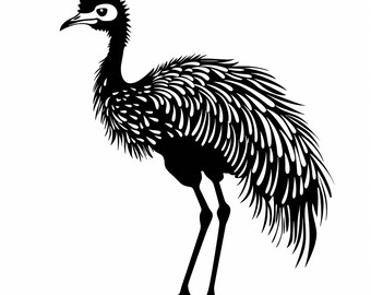 Illustraties emoe: abstracte sticker dieren in het wild, vogelstencil (digitale download)