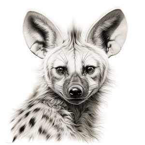 Aardwolf Clip Art Illustration, Fine Line Wildlife Animal Drawing, Printable aardwolf decal for sticker, stencil, wall decor, tattoo, logo