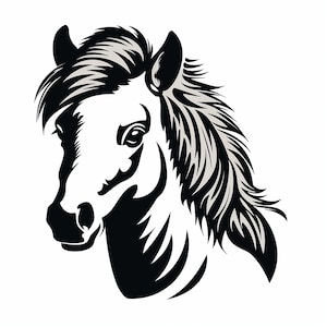 Image clipart poney Shetland : sticker cheval, pochoir, tatouage logo (téléchargement numérique)