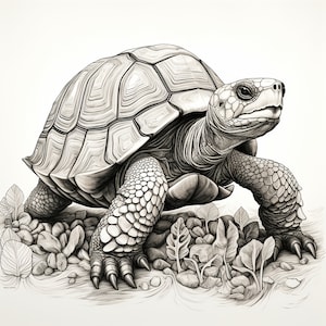 Tortoise Clip Art, Printable wildlife animal portrait for coloring page, sticker, stencil, logo, tattoo, cricut, woodburning, decal, diy