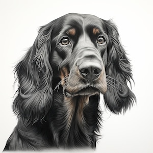Gorgon Setter Fine Line Haustier Portrait, kommerzielles Druckbares Bild für Hundeaufkleber, Schablone, Logo, Tattoo, DIY