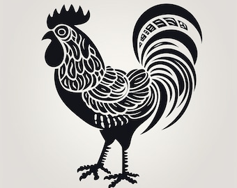 Chicken Clip Art Illustration, Abstract Farm Animal Rooster Bird Design