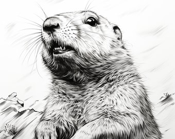 Image clipart chien de prairie : image d'animal sauvage pour logo, pochoir (téléchargement numérique)