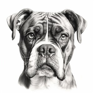 Retrato de mascota de boxeador, Imágenes prediseñadas de perro imprimibles para pegatina, plantilla, logotipo, tatuaje, decoración, bricolaje, cricut, grabado, quemado en madera, calcomanía, idea de regalo