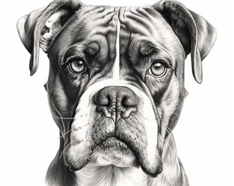 Boxer Dog Portrait Clipart: Printable Pet Stencil (PNG & JPEG)